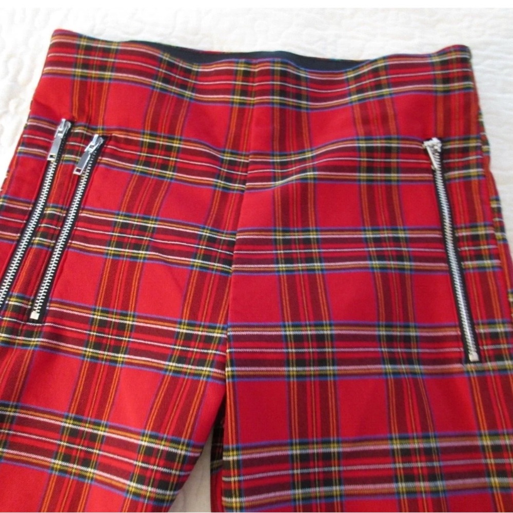 Zara Women’s Tartan Red Pull On Trousers - Picture 3 of 5